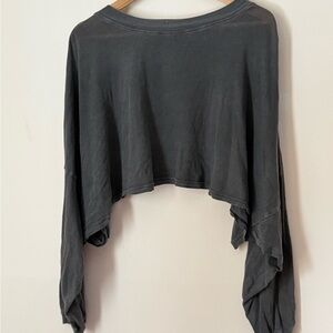 Urban Outfitters Charcoal Cropped Long-Sleeve Top